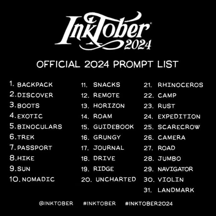 Liste des thèmes Inktober