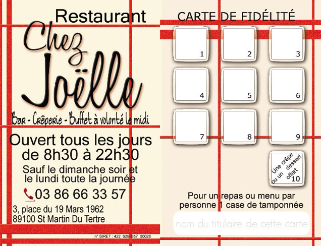 impression carte de fidélité restaurant